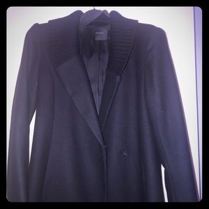 Theory Lucean knit collar black coat, XS